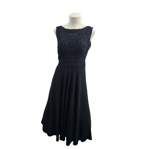 LM Women's 10 Meher & Riddhima Black Georgette Formal Cocktail Tea Dress EUC!